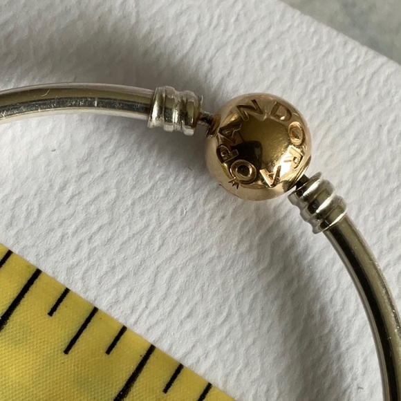 Pandora New bangle with 14k solid yellow gold clasp - Picture 4 of 8